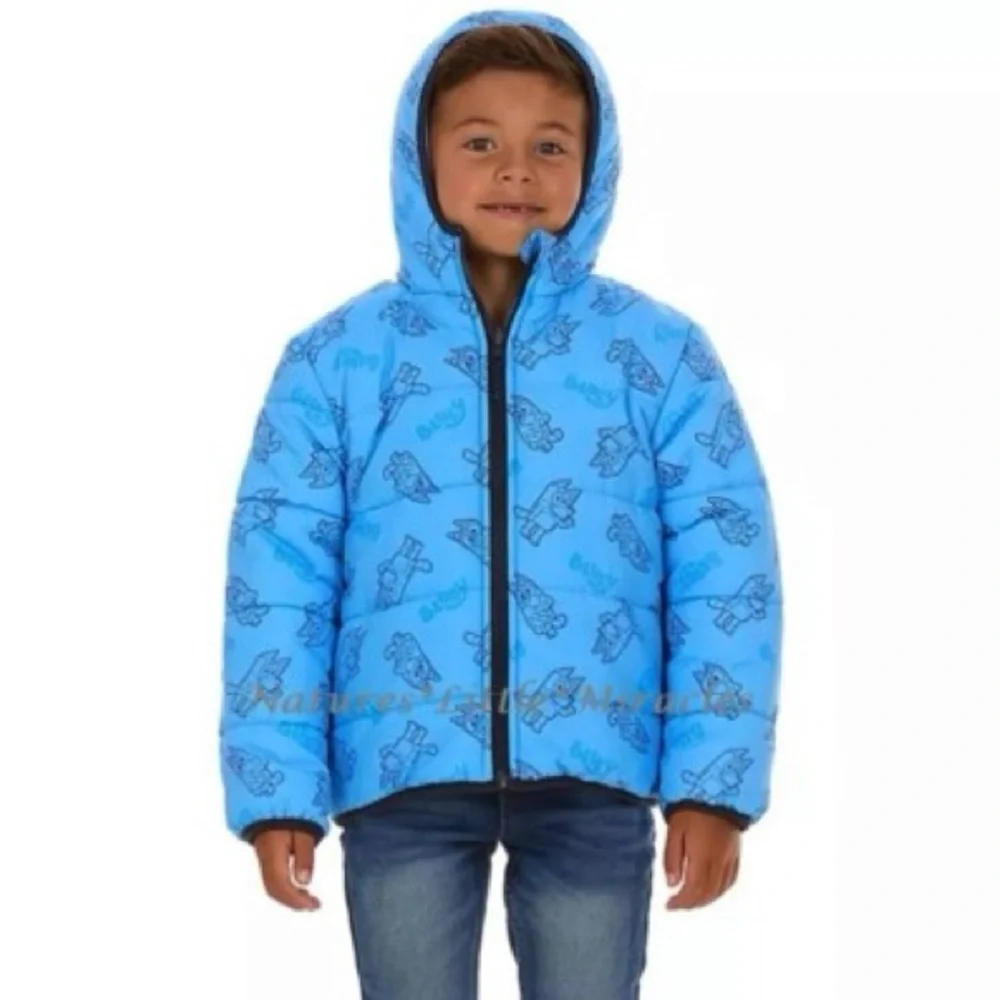 Bluey reversible Blue Kids Puffer Jacket… size 6/7